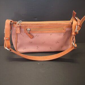 Petusco Genuine Leather Made in Spain Tan & Mauve Baguette Bag w/ Horse Print